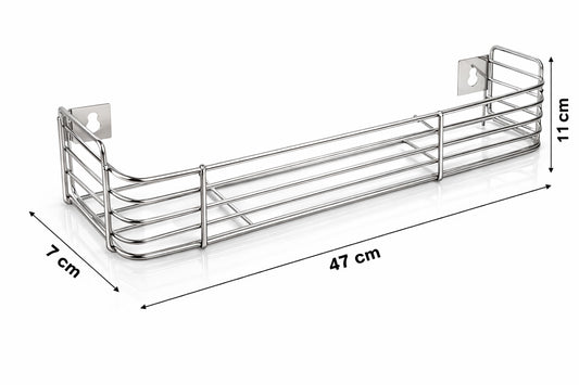 Stainless Steel Bathroom Shelf| Bathroom Organizer| Kitchen Shelves| Ergonomic Design| Multipurpose Wall Mounted Storage Rack for Shampoo, Soap & Toiletries| Rust-Resistant & Durable | Size 04