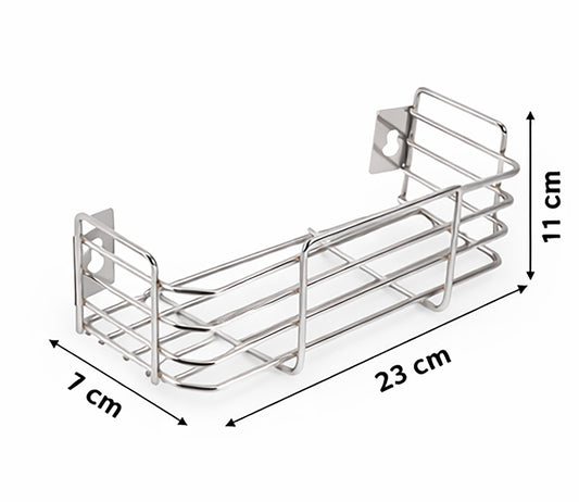 Stainless Steel Bathroom Shelf| Bathroom Organizer| Kitchen Shelves| Ergonomic Design| Multipurpose Wall Mounted Storage Rack for Shampoo, Soap & Toiletries| Rust-Resistant & Durable | Size 01
