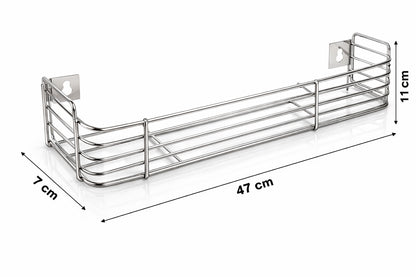 Stainless Steel Bathroom Shelf| Bathroom Organizer| Kitchen Shelves| Ergonomic Design| Multipurpose Wall Mounted Storage Rack for Shampoo, Soap & Toiletries| Rust-Resistant & Durable | Size 04