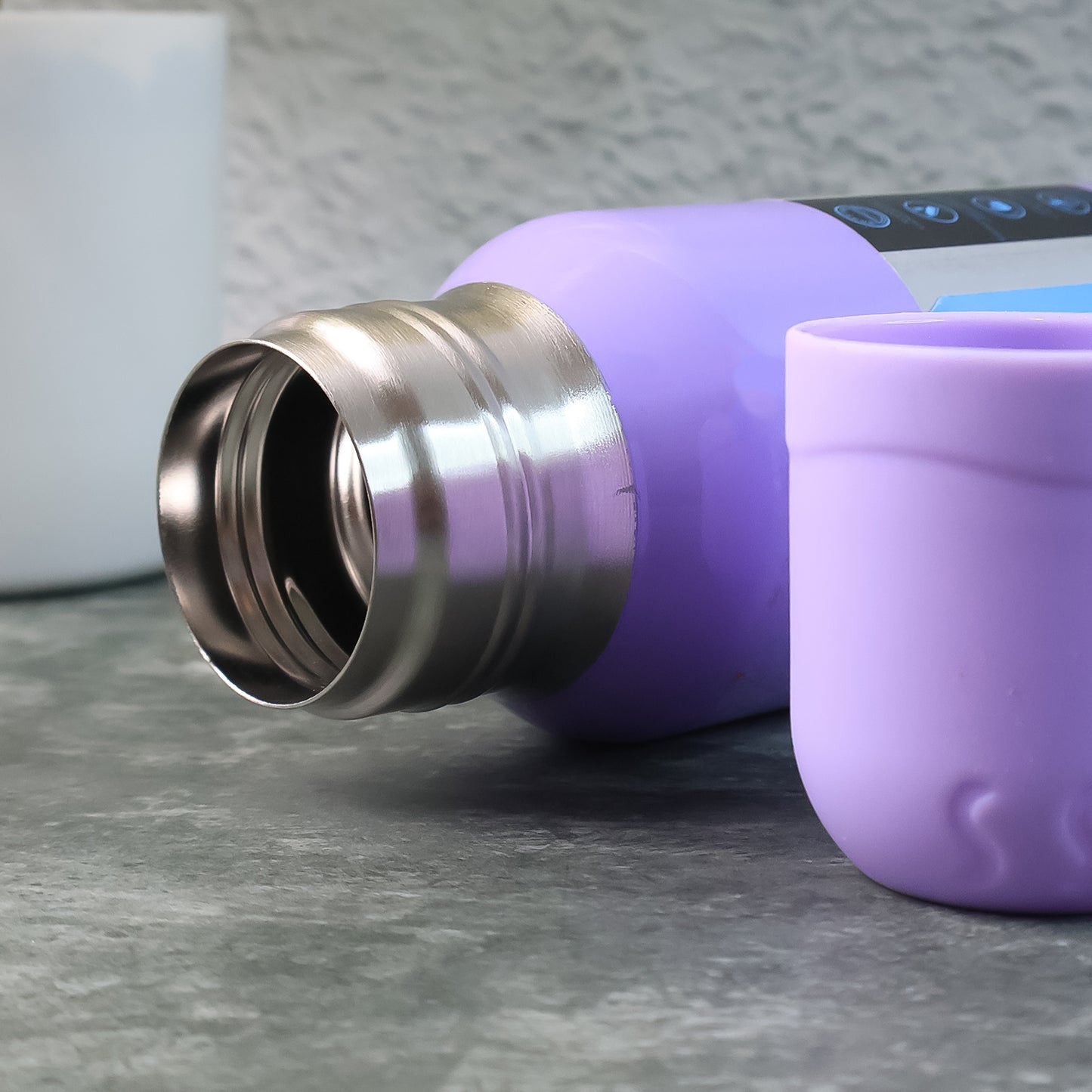 Purple Vacuum Flask Set  Stainless Steel Thermos With 3 Cups Approx 500ml